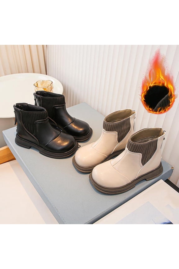 Girls Ankle Boots Girl's Glitter Chelsea Boot Kids Warm Low Heel Short Booties Girl Outdoor Shoes with Side Zipper for Toddler/Little Kid Cowboy Boots