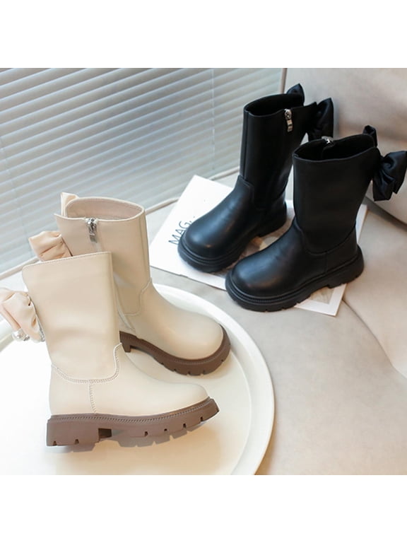 Girls Boots Fashion Square-Toe Dress Boots Low Heel Alyssa Ankle Booties with Zipper for Toddler Little Kids Big Kids Cowboy Boots