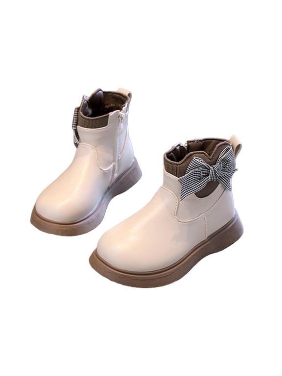 Girls Bow Ankle Boots Ruffled Chunky Heel with Classic Side Zipper Dress Booties for Little Kids/Big Kids Cowboy Boots