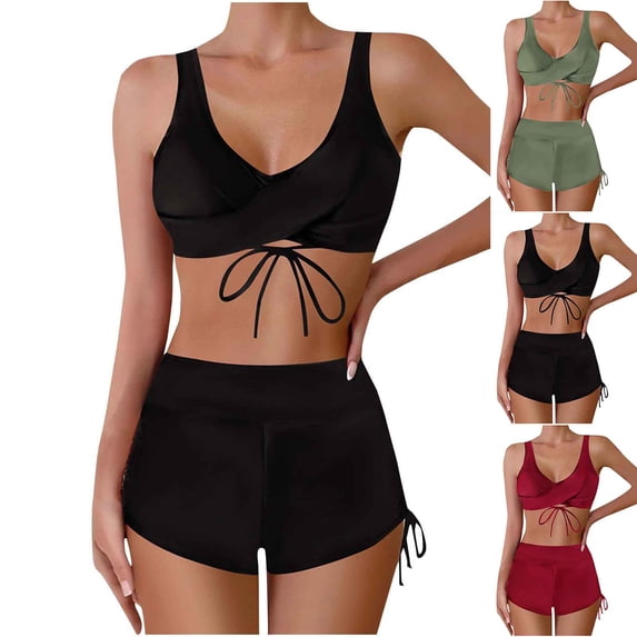 Dxzfnsa High Waisted Bikini Sets for Women V Wire Two Piece Swimsuits Swim Suits 2026 Tummy Control Bathing Suit S-3XL