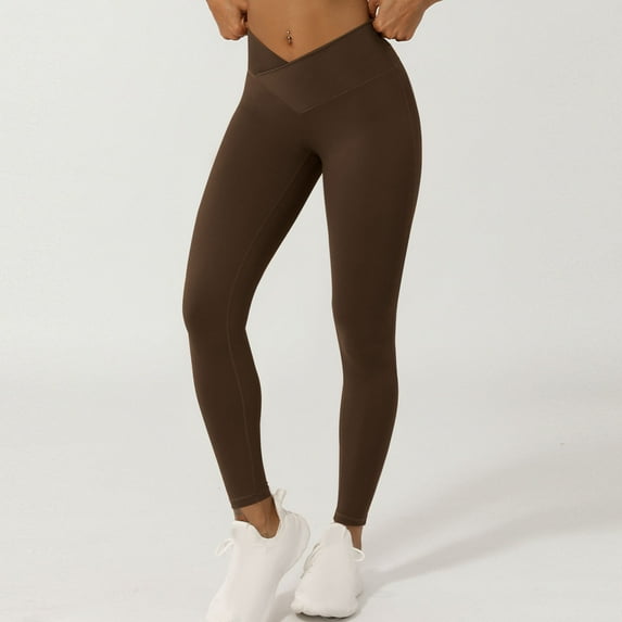 Dxzfnsa High Waisted Leggings for Women - Tummy Control Yoga Pants for Workout Running Athletic Women's Leggings Plus Size Leggings With Pockets for Women,Coffee-2XL