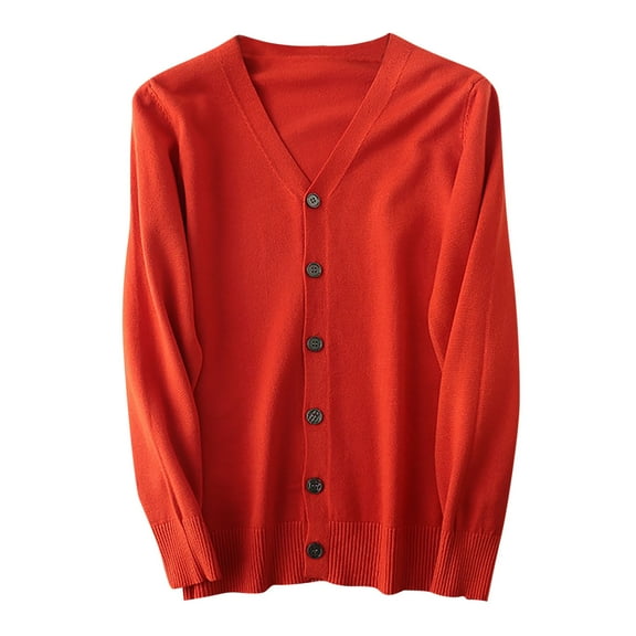 Dxzfnsa Knit Cardigans for Men Men's Fashion Solid Color Sweater Coats Casual V-Neck Long Sleeve Sweaters Slim Fit Button Up Cardigan Sweaters