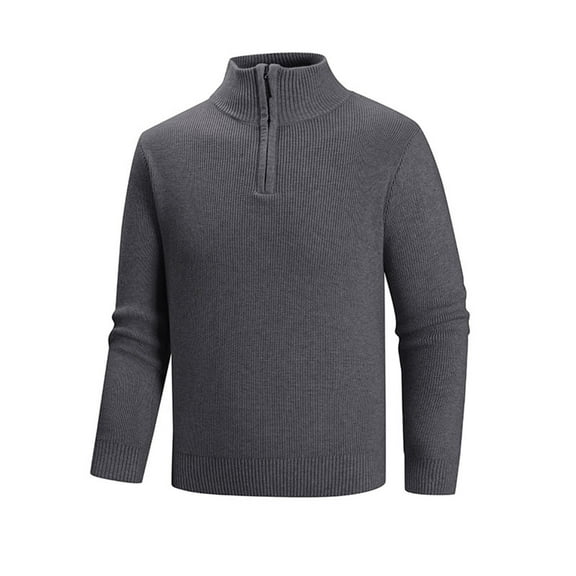 Dxzfnsa Knit Sweaters for Men Men's Casual Solid Color Quarter Zip Sweaters Lightweight Standing Collar Pullover Sweaters Fashion Knit Long Sleeve Sweaters