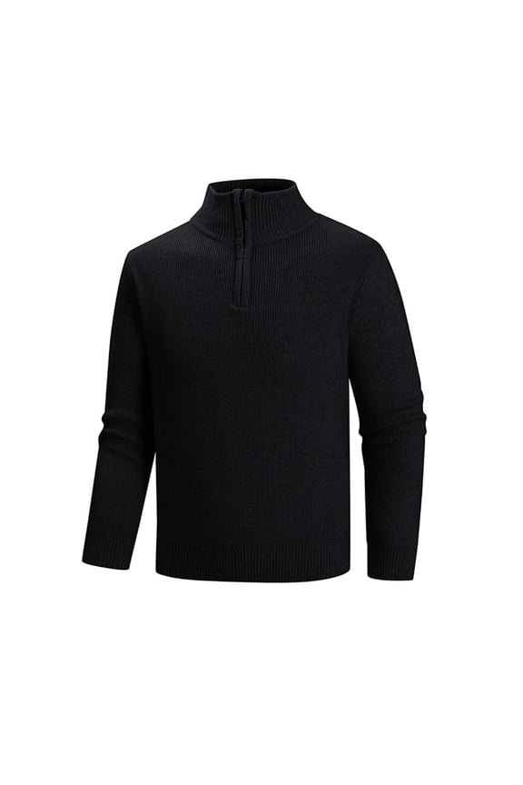 Knit Sweaters for Men Men's Casual Solid Color Quarter Zip Sweaters Lightweight Standing Collar Pullover Sweaters Fashion Knit Long Sleeve Sweaters