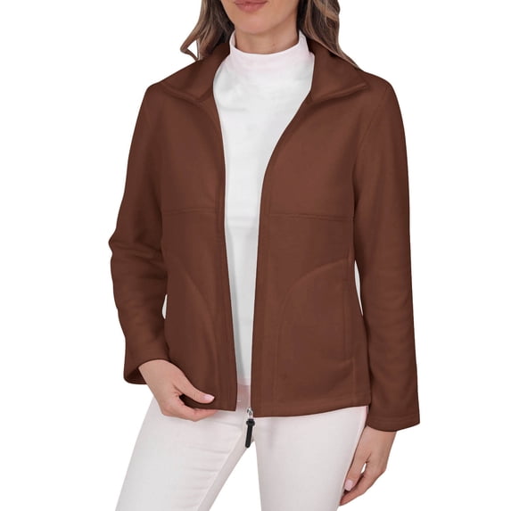 Dxzfnsa Ladies' Casual Colored All-purpose Full-zip Long-sleeved Capless Fleece Jacket Womens Fall Clothes Sale S-2XL