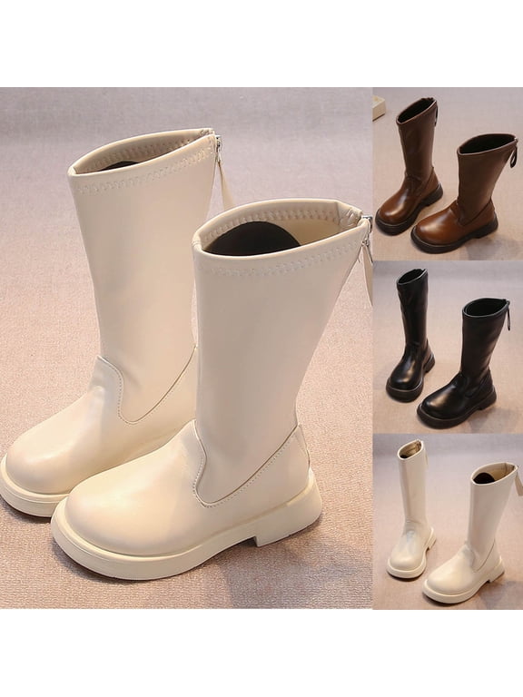Leather Girls Boots – Lightweight & Cozy Fur Ankle Boots with Memory Foam – Non Slip Kids Boots for Girls, Perfect for Fall and Everyday Wear Womens Boots