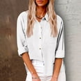 thumbnail image 1 of Dxzfnsa Long Sleeve Shirts for Women Womens Casual Button Down Solid Color Shirts Loose Fit Cotton Linen Lapel Collared Work Blouses Tops with Double Pockets, 1 of 8