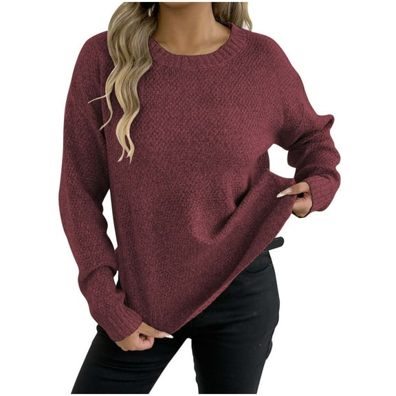Dxzfnsa Long Sleeve Shirts for Women Womens Casual Crewneck Sweatshirt Long Sleeve Shirts Pullover Tops Fall Fashion Clothes S-XL