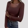 Dxzfnsa Long Sleeve Thermal Shirts for Women Light Fleece Tops Fall 2025 Crew Neck Casual Basic Solid Color T-Shirts