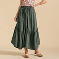 thumbnail image 1 of Dxzfnsa Maxi Skirts for Women Lightweight Cotton Linen High Waist Skirts Women's Trendy Solid Color Drawstring Elastic Waist Long Skirts With Pockets, 1 of 9