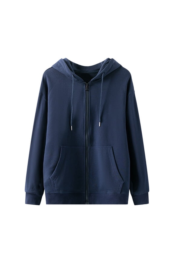 Men's Casual Hoodies with Pockets Lightweight Drawstring Long Sleeve Active Sweatshirts Mens Oversize Solid Color Full Zip Hooded Coats