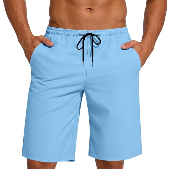 Dxzfnsa Men's Athletic Shorts Fashion Quick Dry Elastic Drawstring Waist Summer Mens Casual Solid Color Shorts with Pockets Breathable Running Sports Shorts