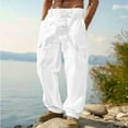 thumbnail image 1 of Dxzfnsa Men's Casual Cargo Pants Drawstring Hiking Pants Workout Tactical Joggers Sweatpants for Men Cargo Pants,White-S, 1 of 6