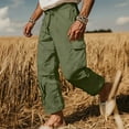thumbnail image 1 of Dxzfnsa Men's Casual Cargo Pants Workout Joggers Stretch Sweatpants Hiking Drawstring Tactical Pants with Multi Pockets Hiking Pants Men,Army Green-S, 1 of 6