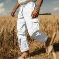 thumbnail image 1 of Dxzfnsa Men's Casual Cargo Sweatpants Waist Drawstring Joggers Tactical Loose Fit Pants for MenMens Cargo Pants,White-2XL, 1 of 6