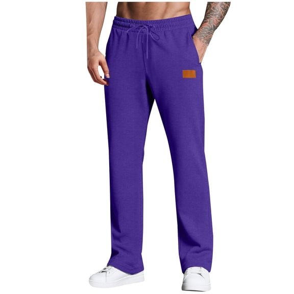 Dxzfnsa Men's Casual Linen Pants Beach Summer Elastic Waist Drawstring Pants Lightweight Linen Trousers linen pants men(Purple,XL)