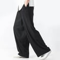 thumbnail image 1 of Dxzfnsa Men's Casual Linen Pants Loose Fit Drawstring Waist Lightweight Linen Trousers Summer Yoga Beach Long Pants Linen Pants Men,Black-4XL, 1 of 5