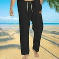 thumbnail image 1 of Dxzfnsa Men's Casual Pants Loose Elastic Drawstring Waist Straight Leg Summer Beach Pants Solid Color Men's Pants mens work pants(Black,5XL), 1 of 4