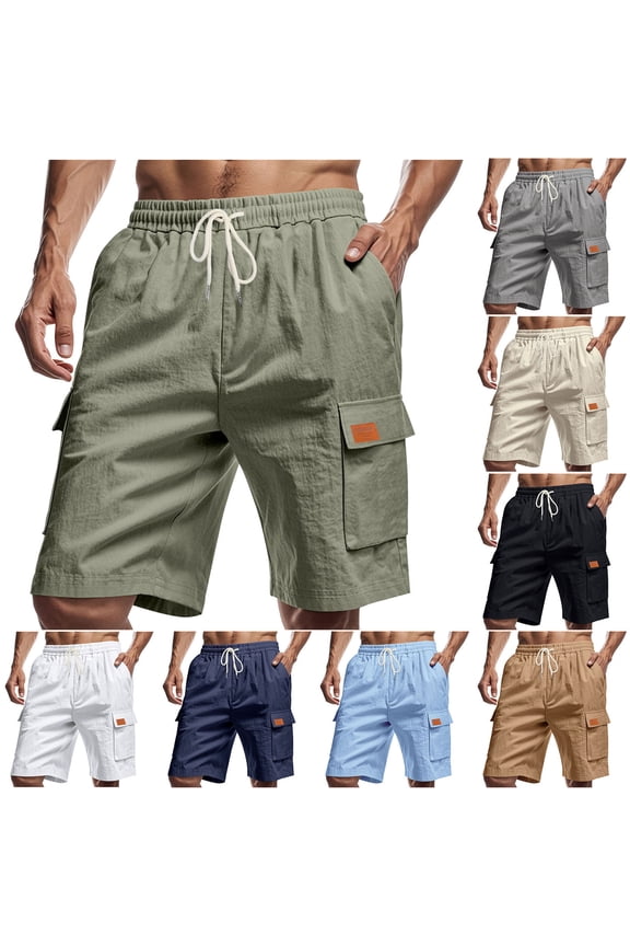 Men's Casual Shorts Twill Drawstring Summer Beach Stretch Golf Shorts with Zipper Pockets M-3XL