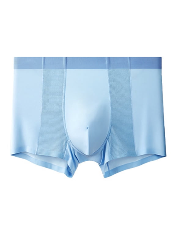 Men's Cotton Boxer Briefs Boxers for Men Soft and Breathable Cotton Underwear Moisture Wicking Every Day Bamboo Underwear Men,Light Blue-L