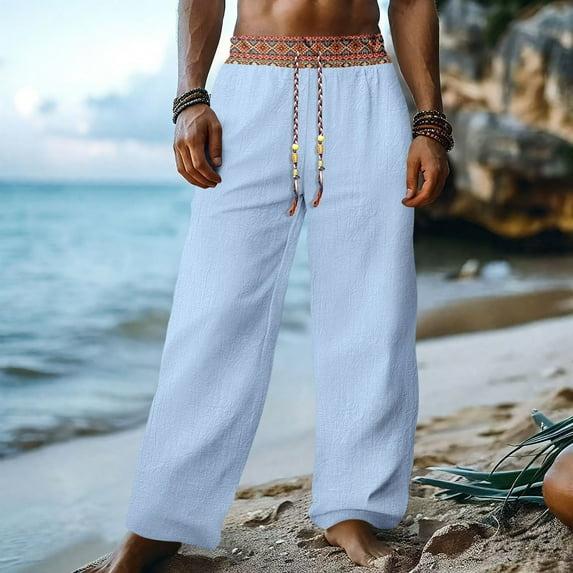 Dxzfnsa Men's Elastic Waist Hiking Pants Water Resistant Quick-Dry Lightweight Outdoor Sweatpants with Zipper Pockets mens linen pants(Light Blue,2XL)