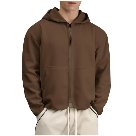 Dxzfnsa Men's Full-Zip Hoodies Sweatshirts Mens Fashion Lightweight Solid Color Long Sleeve Hoodies Casual Loose Outwear with Pockets