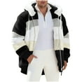 thumbnail image 1 of Dxzfnsa Men's Fuzzy Sherpa Hoodies Heavyweight Fleece Patchwork Color Jackets Zip Up Hooded Sweatshirt Sports Coats, 1 of 6