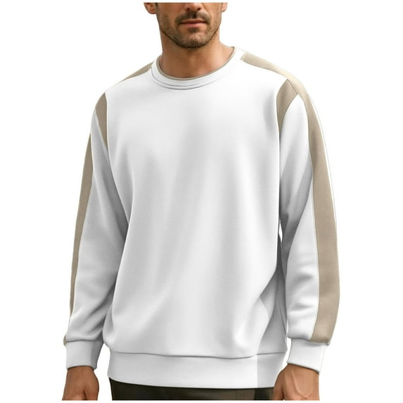 Dxzfnsa Men's Henley Shirts Long Sleeve Casual Classic T-Shirts Button Henley Pullover Tee Men's Color Blocked Long Sleeved Round Neck Pullover Hoodie