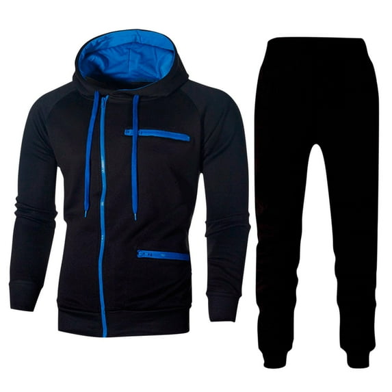 Dxzfnsa Men's Hooded Sweatsuits 2 Piece Sets Solid Color Jogging Track Sweat Suits Zipper Long Sleeve Coats and Drawstring Pants Workout Gym Hooded Outfits