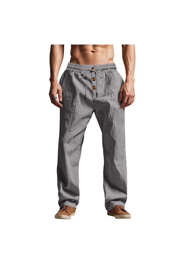 Men's Lightweight Pants with Zipper Pockets Quick Dry Workout Athletic Travel Pants Dress Pants for Men,Gray-XL