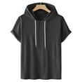 thumbnail image 1 of Dxzfnsa Men's Lightweight Short Sleeve Tops Casual Solid Color Hoodies Athletic Loose Fit Hooded Shirts for Men, 1 of 6