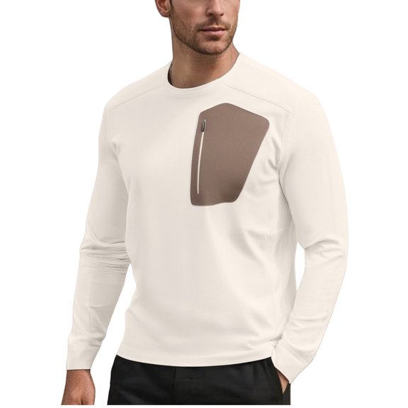 Dxzfnsa Men's Long Sleeve Shirts Ribbed Pullover Sweater Sim Fit Thermal Tops Crew Neck Stretchy Undershirts Men's Solid Color Long Sleeved Round Neck Base T-shirt
