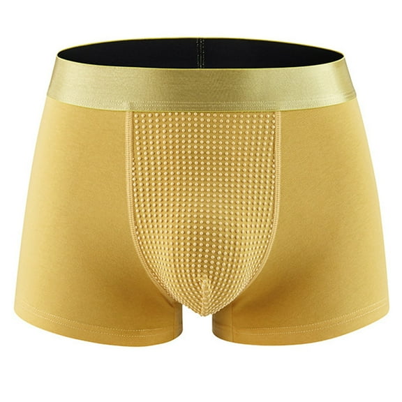 Dxzfnsa Men's No Fly Trunks Underwear, Jacquard Waistband, Breathable Lightweight, Moisture Wicking Mens Underwear Briefs,Yellow-XL