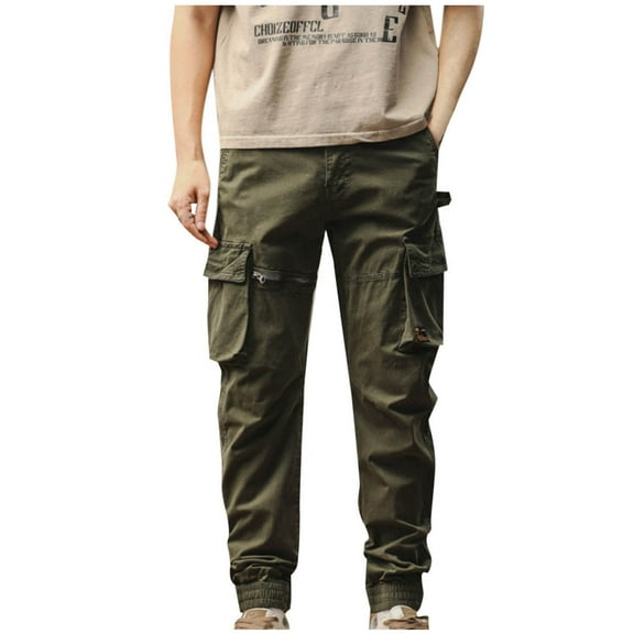 Dxzfnsa Men's Outdoor Hiking Pants Quick Dry Lightweight Waterproof Work Pants for Men Stretchc Zip Pockets and Belt Mens Sweatpants(Army Green-2XL)