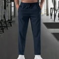 thumbnail image 1 of Dxzfnsa Men's Pants Men Fashion Casual Solid Color Ice Silk Pants Elastic Drawstring Sports Pants Quick Dry Straight Leg Trousers with Pockets, 1 of 5