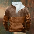 thumbnail image 1 of Dxzfnsa Men's Quarter Zip Sweatshirts Mens Fashion Stand Collar Long Sleeve Pullovers Fall Winter Casual Fleece Patchwork Color Sweatshirts with Pockets, 1 of 3