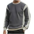 thumbnail image 1 of Dxzfnsa Men's Shirts Long Sleeve Cotton T-Shirt Crew Neck Midweight Tees Classic Basic Casual Tops Plain Soft Shirt Men's Color Blocked Long Sleeved Round Neck Pullover Hoodie, 1 of 8