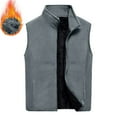 thumbnail image 1 of Dxzfnsa Men's Sleeveless Warm Vests Mens Stand Collar Solid Color Vest Coats Loose Fleece Thick Zipper Up Jackets Winter Vests with Pockets, 1 of 9