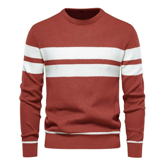Dxzfnsa Men's Striped Pullover Sweaters Man Fashion Long Sleeve Round Neck Sweaters Casual Colorblock Pullovers Loose Comfortable Knitwear