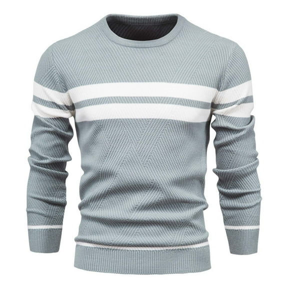 Dxzfnsa Men's Striped Pullover Sweaters Man Fashion Long Sleeve Round Neck Sweaters Casual Colorblock Pullovers Loose Comfortable Knitwear