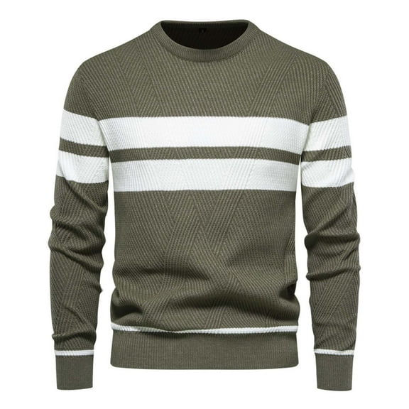 Dxzfnsa Men's Striped Pullover Sweaters Man Fashion Long Sleeve Round Neck Sweaters Casual Colorblock Pullovers Loose Comfortable Knitwear