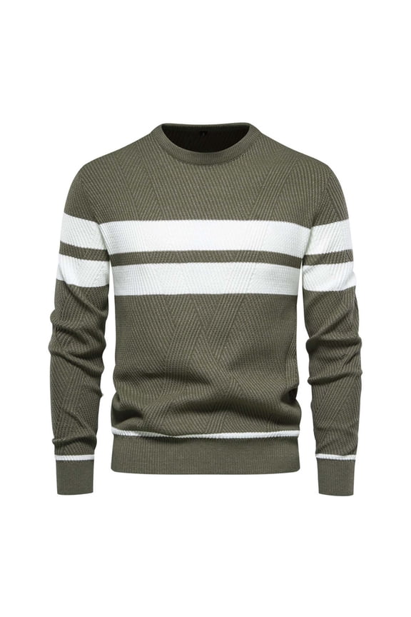 Men's Striped Pullover Sweaters Man Fashion Long Sleeve Round Neck Sweaters Casual Colorblock Pullovers Loose Comfortable Knitwear