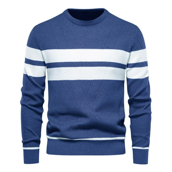 Dxzfnsa Men's Striped Pullover Sweaters Man Fashion Long Sleeve Round Neck Sweaters Casual Colorblock Pullovers Loose Comfortable Knitwear