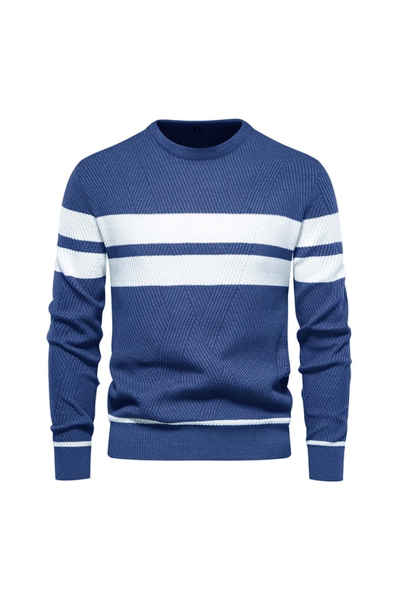 Men's Striped Pullover Sweaters Man Fashion Long Sleeve Round Neck Sweaters Casual Colorblock Pullovers Loose Comfortable Knitwear