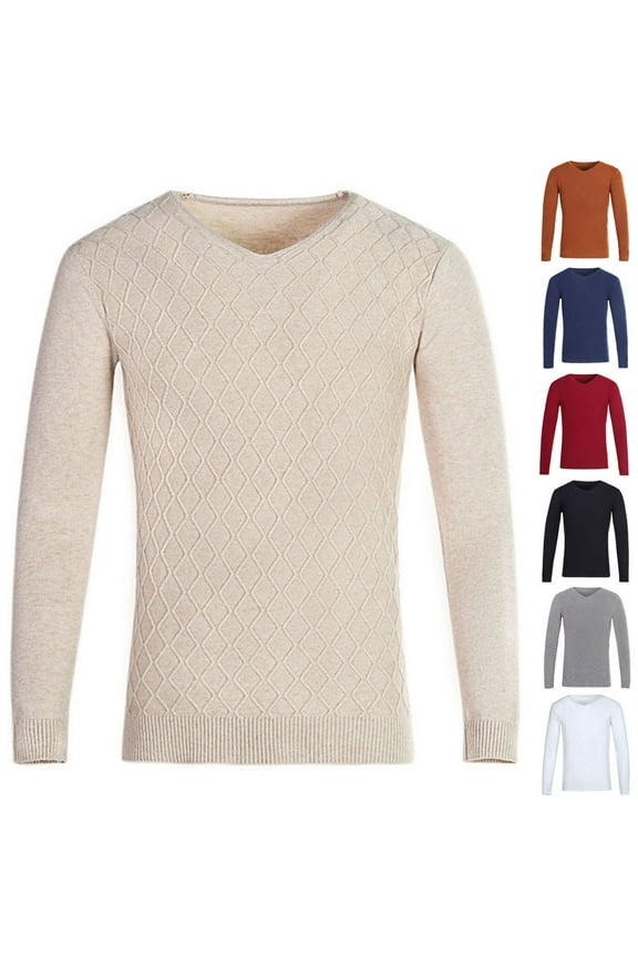 Men's Sweater Long Sleeve Polo Shirts Lightweight Fashion Casual Pullover Sweater Undershirt Sweater Tops Ribbing Edge Casual Waffle Pullover M-3XL