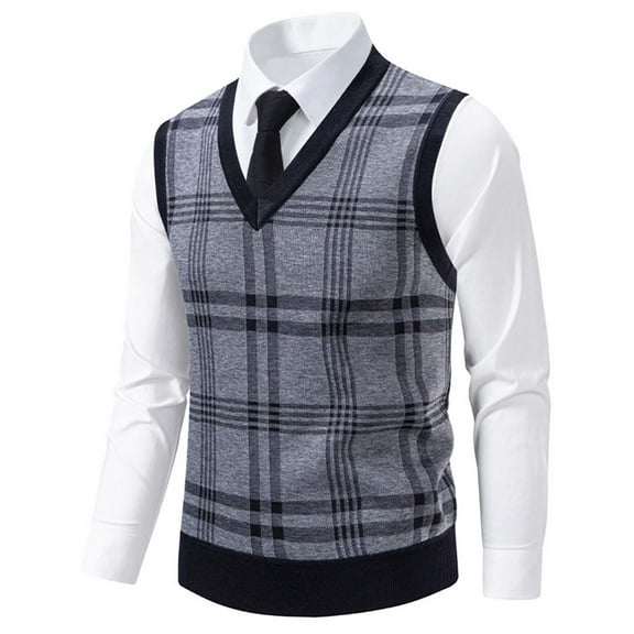 Dxzfnsa Men's Sweater Vest Pure Cotton V Neck Knit Sleeveless Vest Preppy College Style Cable Knit Vest for Men L-2XL