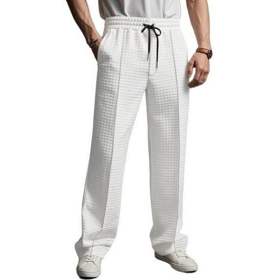Dxzfnsa Men's Sweatpants Joggers Baggy Wide Leg Lounge Pants with Pockets Casual Athletic Sweats Mens Sweatpants,White-2XL