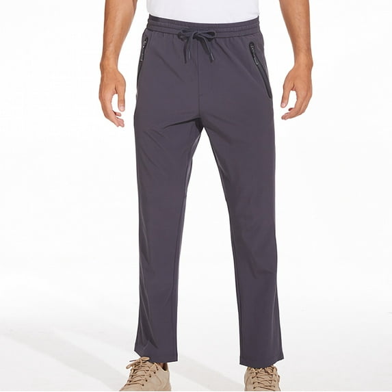 Dxzfnsa Men's Sweatpants with Zipper Pockets Tapered Joggers for Men Athletic Pants for Workout, Jogging, Running Hiking Pants Men,Gray-L