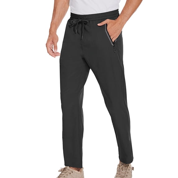 Dxzfnsa Men's Sweatpants with Zipper Pockets Tapered Joggers for Men Athletic Pants for Workout, Jogging, Running Mens Sweatpants,Black-L