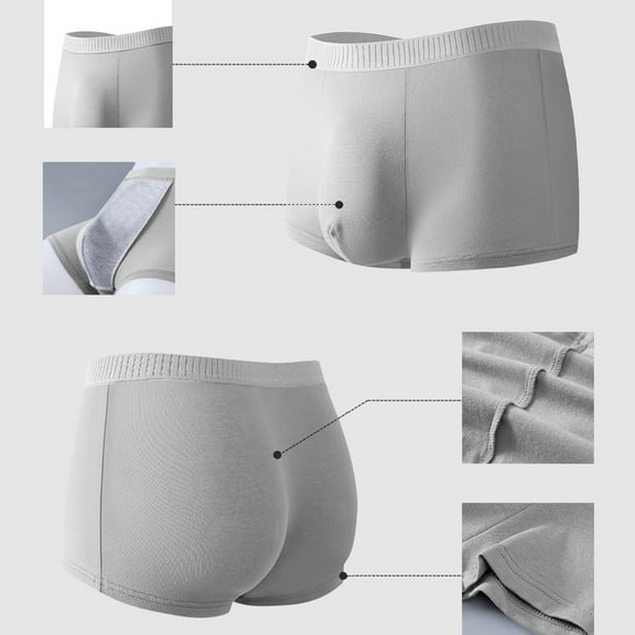 Dxzfnsa Men's Ultra ComfortSoft Underwear, Moisture Wicking & Breathable No Ride Up Boxer Briefs with Fly Bamboo Underwear Men,Gray-XL